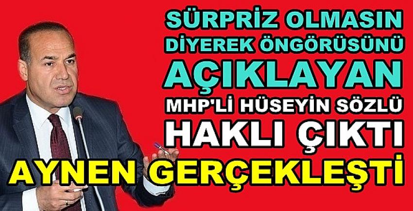 MHP'li Sözlü'nün Açıkladığı Öngörü Aynen Gerçekleşti  