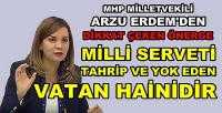 MHP'li Erdem: Milli Serveti Tahrip Vatana İhanettir    