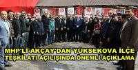 MHP'li Akçay'dan Hakkari Yüksekova'da Önemli Açıklama   