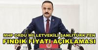 MHP'li Şanlıtürk'ten Fındık Fiyatı Hakkında Açıklama  